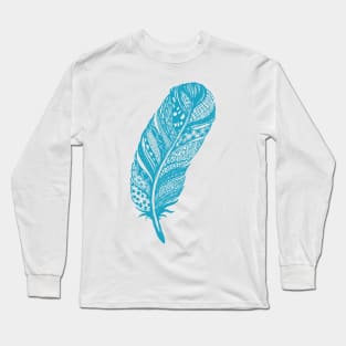 Zentangle Tribal Feather Drawing Long Sleeve T-Shirt